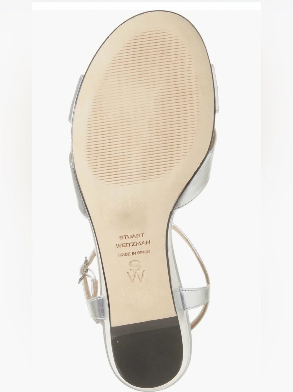 Stuart Weitzman Dayna Ankle Strap Wedge Silver Sandal Woman’s Size 6 NWOB